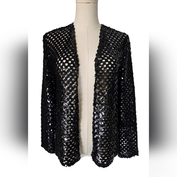 Three Flaggs Sequin Sweater Open Front Blazer - Picture 1 of 11